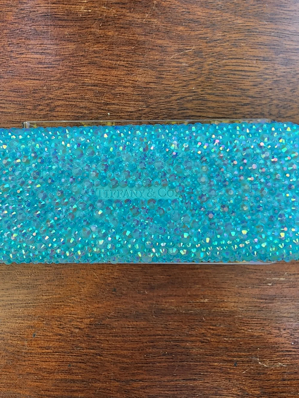 Custom Bling Tiffany Blue Eyeglass Case Rhinestone Crystal Hard Clamshell